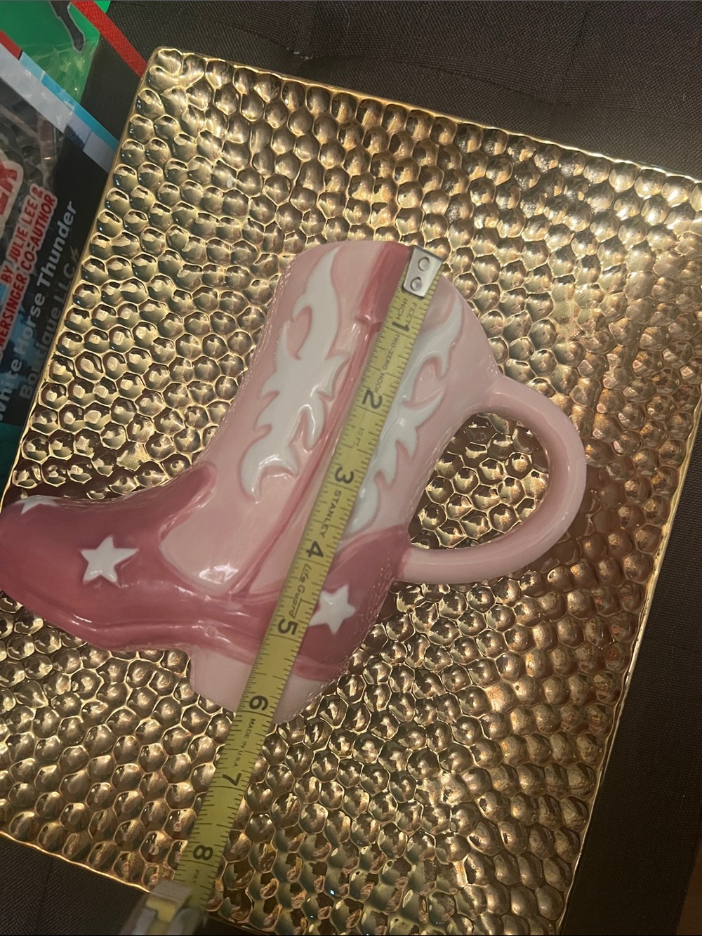 #2557**Pink Cowboy Boot Ceramic Mug with White Star Details - Picture 5 of 17